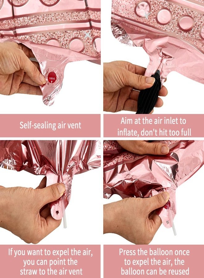 Vuzvuv 4 Pcs Crown Balloons 24 Inch Rose Gold Crown Shaped Foil Mylar Balloons for Anniversary,Baby Shower,Wedding,Girls Birthday Decorations - Image 3